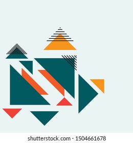 Colorful geometric background. Template for poster, backdrop, book cover, brochure, and vector illustration. Abstract geometric triangles background. Simple geometric background