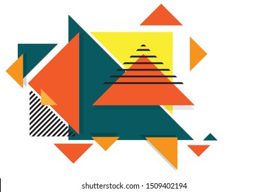 Colorful geometric background. Template for poster, backdrop, book cover, brochure, and vector illustration. Abstract geometric triangles background. Simple geometric background. Vector illustration