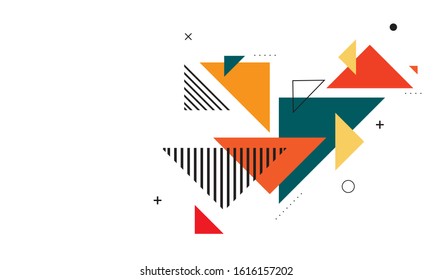 Colorful geometric background. Template for poster, backdrop, book cover, brochure, and vector illustration. Abstract geometric triangles background. Simple geometric background