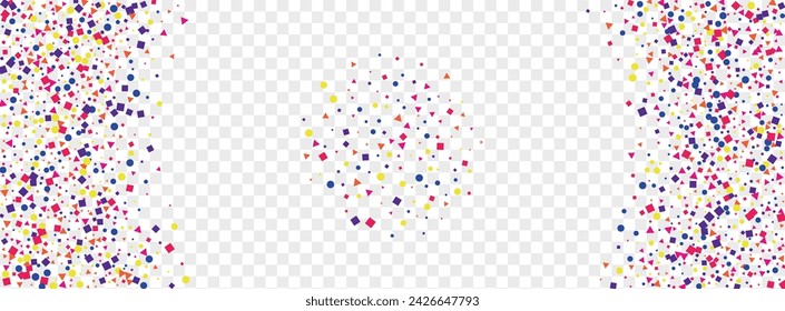 Colorful Geometric Background Transparent Vector. Polka Prize Frame. Multicolored Summer. Bright Dot Birthday. Element Banner Template.