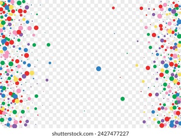 Colorful Geometric Background Transparent Vector. Element Event Design. Multicolored Happy. Rainbow Polka Decor. Round Celebrate Template.