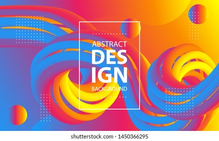 Colorful geometric background. Trendy fluid 3D shapes composition. Modern flow design background.