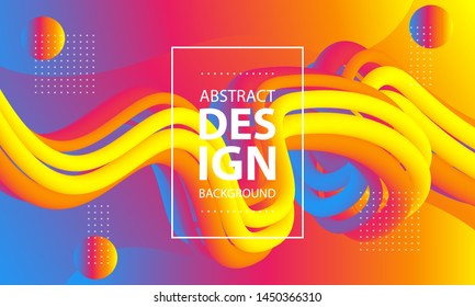 Colorful geometric background. Trendy fluid 3D shapes composition. Modern flow design background.