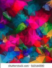 Colorful geometric background with triangular & polygonal shapes and vibrant stylish color tones.