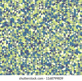 Colorful geometric background. Vector seamless pattern with blue, yellow, and green triangles.