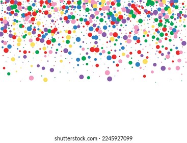 Colorful Geometric Background White Vector. Circle Congratulation Design. Rainbow New. Multicolored Round Birthday. Polka Decoration Texture.