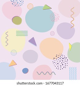 Colorful geometric background/pattern memphis style with circles, triangles and lines