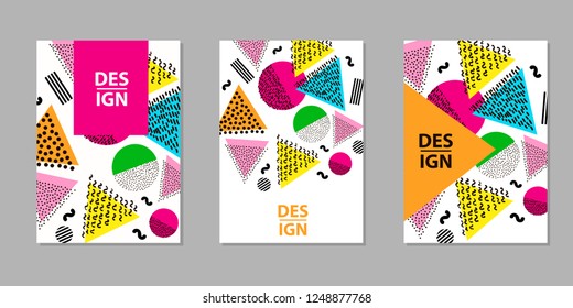 Colorful geometric backgrounds. Templates for card, banner, poster, flyer, cover. Vector illustration