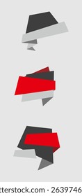 Colorful geometric banners and speech bubbles in modern abstract style. Ideal for social media, ads, or creative design elements.