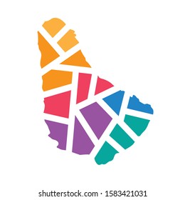 colorful geometric Barbados map- vector illustration