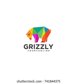 colorful geometric bear logo vector eps 10