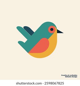 Colorful Geometric Bird Logo Design