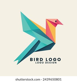 Colorful geometric bird symbol sign concept vector logo design template design