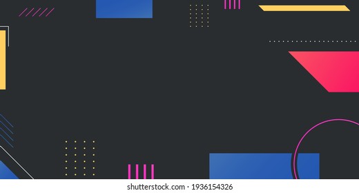 Colorful Geometric Black Memphis Background