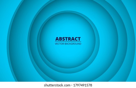 Colorful geometric blue abstract background. Gradient smooth color composition. Circles paper cut decoration in the center on a bright blue background. Modern elegance bright trendy background.