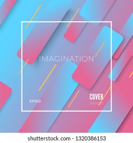 Colorful geometric blue and pink background. Abstract composition. Eps10 vector for cover design