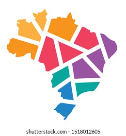 colorful geometric Brazil map- vector illustration