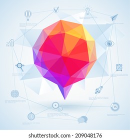 Colorful geometric bubble for speech. Vector illustration.