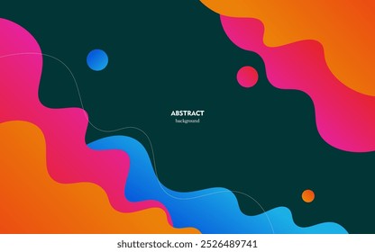 Colorful geometric business banner design. Creative banner design with wave and line shapes as template. Simple design on horizontal banner.