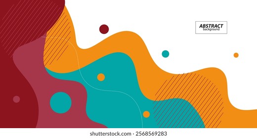 Colorful geometric business banner design. Creative banner design with wave shape and circle pattern as template. Simple design on white horizontal banner. Vector eps10