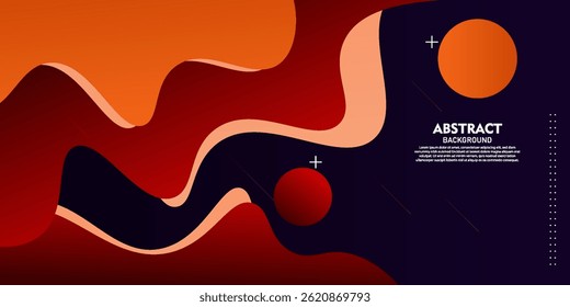 Colorful geometric business banner design. Creative banner design with wave and circle shape as template. Simple design on dark horizontal banner. Vector Eps10