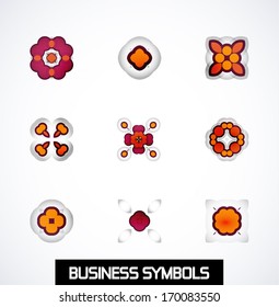 Colorful geometric business symbols. Icon set