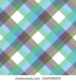  A colorful geometric checkered pattern featuring overlapping blue, green, and purple shades with a modern plaid-like design. Ideal for textile prints, digital backgrounds, and creative design project