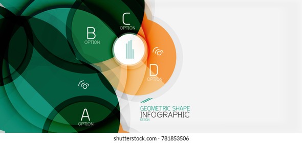 Colorful geometric circle modern abstract background with infographics option elements. Business presentation template