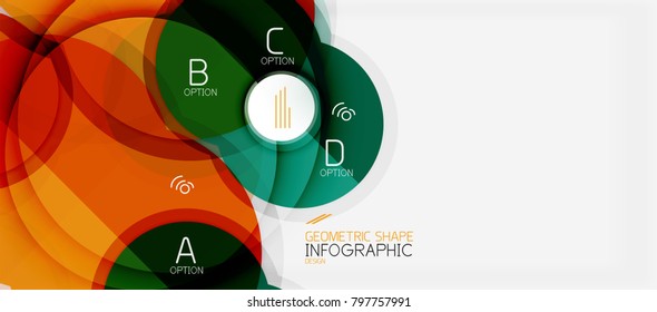 Colorful geometric circle modern abstract background with infographics option elements. Business presentation template