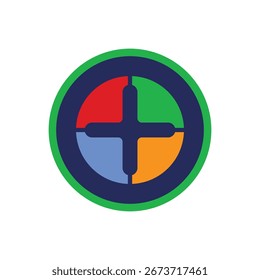 Colorful Geometric Circle with Plus Sign