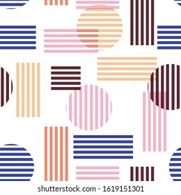Colorful geometric circle with striped seamless pattern in vector EPS10 ,Design for fashion fabric ,wallpaper,wrapping and all prints on white
