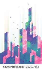 Colorful geometric cityscape.