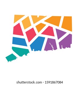 colorful geometric Connecticut map- vector illustration