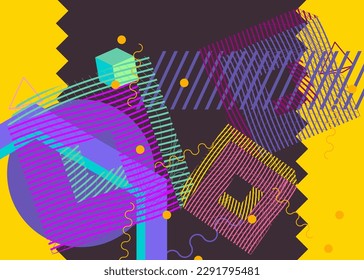 Colorful geometric cover. Abstract busy geometry background. Minimal vector illustration.