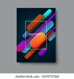 Colorful geometric cover design. Vector futuristic illustration of bright multicolored paper elements. Abstract creative background with fluid color shapes. Dynamic papercut modern banner template