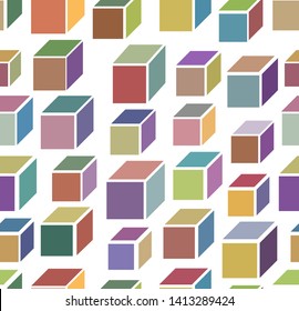 Colorful geometric cubes seamless background design. Abstract cube vector