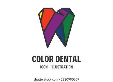 Colorful Geometric Dent Tooth for Dental Illustration