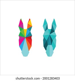 colorful geometric Donkey or Horse head icon logo designs.