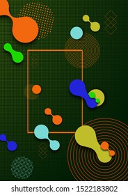 Colorful geometric dynamic background. Composition of liquid forms, circles, rectangle. Motion concept. Art design for your project cover design, business banner, poster, presentation, flyer. Vector