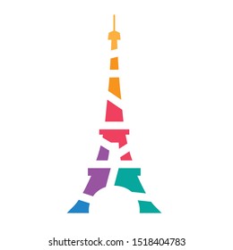 colorful geometric Eiffel tower Paris icon- vector illustration