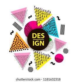Colorful geometric elements on the white background. Template for card, banner, poster. Vector illustration
