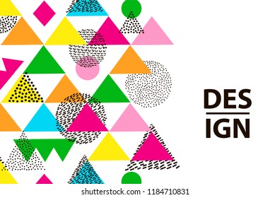 Colorful geometric elements on the white background. Template for card, banner, poster. Vector illustration