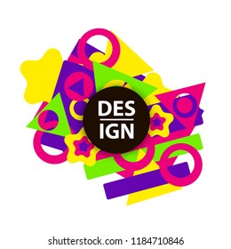 Colorful geometric elements on the white background. Template for card, banner, poster. Vector illustration