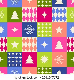 Colorful geometric elements pattern for christmas and new year holidays.