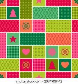 Colorful geometric elements seamless pattern background for christmas holidays.