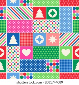 Colorful geometric elements seamless pattern background for christmas holidays.