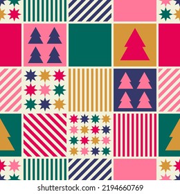 Colorful geometric elements seamless pattern background for christmas holidays.