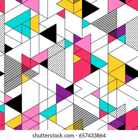 Colorful geometric elements seamless pattern background