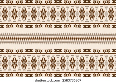 Colorful geometric embroidery traditional ethnic pixel art pattern for background.Aztec style.Design for texture,fabric,cloting,carpet,knitewar,curtains,wrapping,batik,scarf,vector,illustration