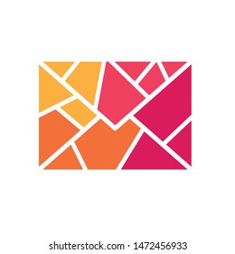colorful geometric envelope icon- vector illustration